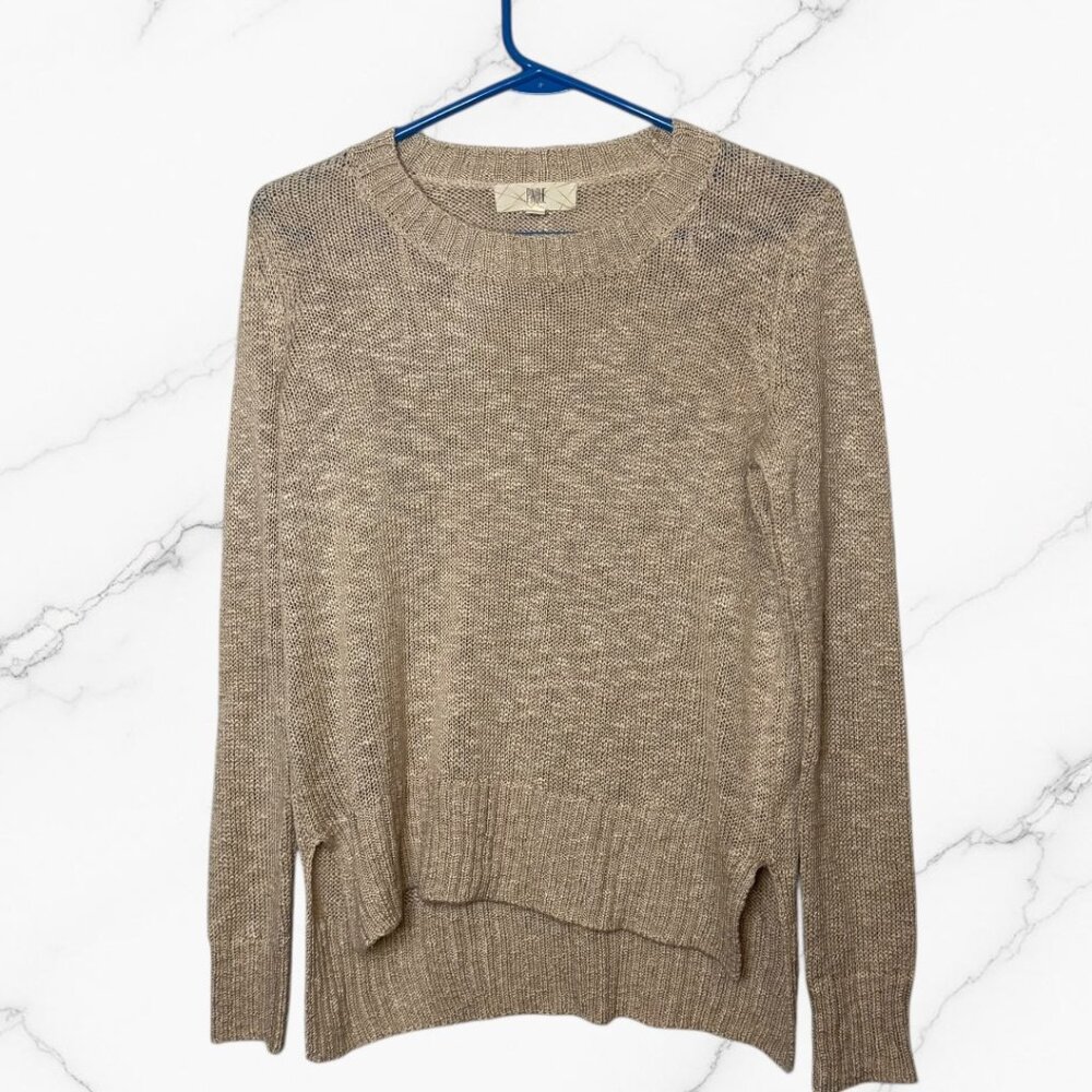 Stitch Fix PINQUE Tan Crewneck Knit Sweater Size Small Women's Long Sleeve